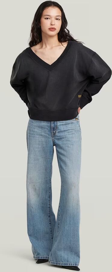 G-Star RAW Sunfaded V-Neck Loose Sweater Zwart Dames - Foto 6
