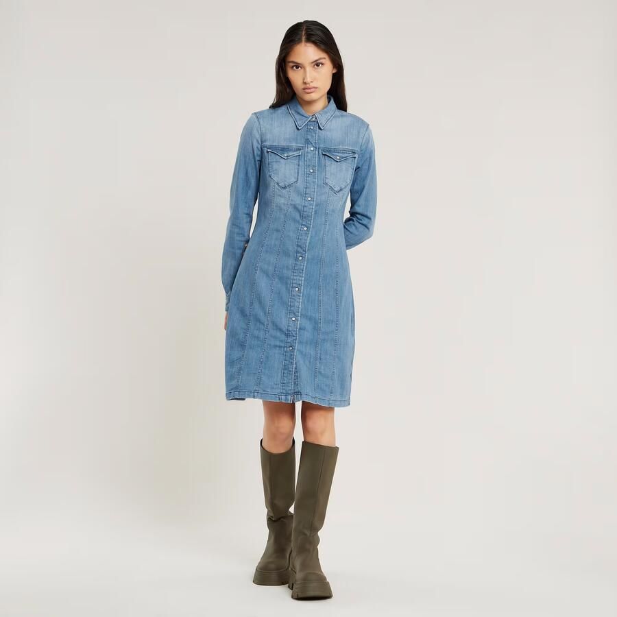 G-Star RAW Tacoma Jurk Slim Flare Midden blauw Dames