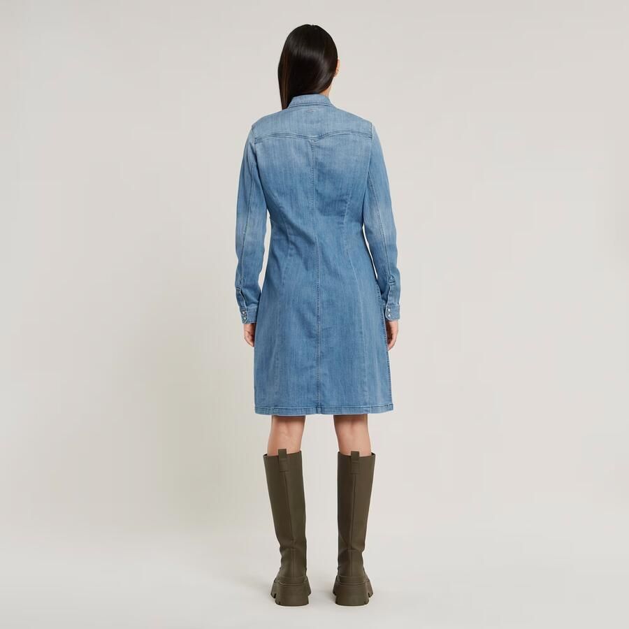 G-Star RAW Tacoma Jurk Slim Flare Midden blauw Dames - Foto 2