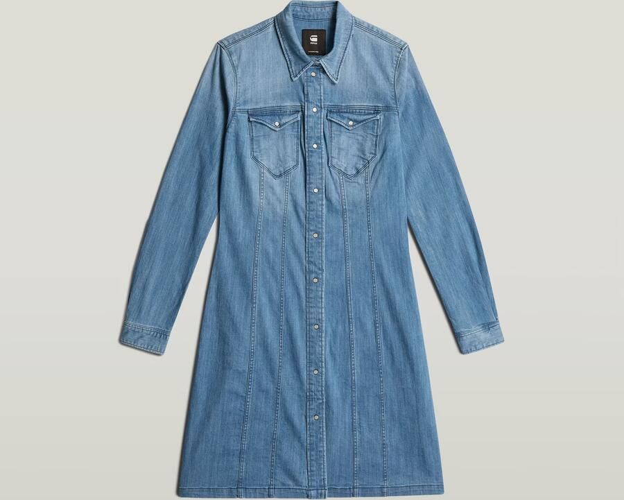 G-Star RAW Tacoma Jurk Slim Flare Midden blauw Dames - Foto 7