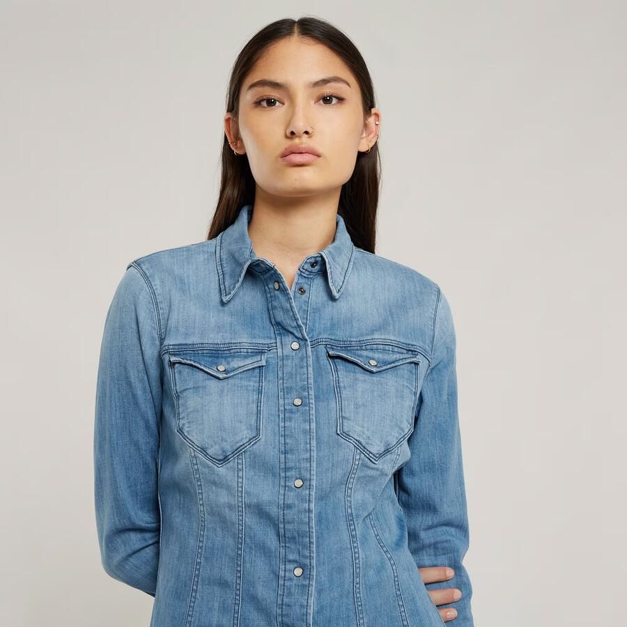G-Star RAW Tacoma Jurk Slim Flare Midden blauw Dames - Foto 5