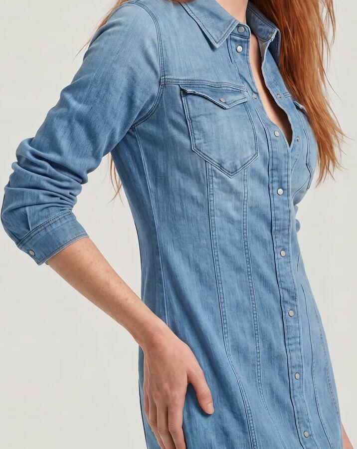 G-Star RAW Tacoma Jurk Slim Flare Midden blauw Dames - Foto 5