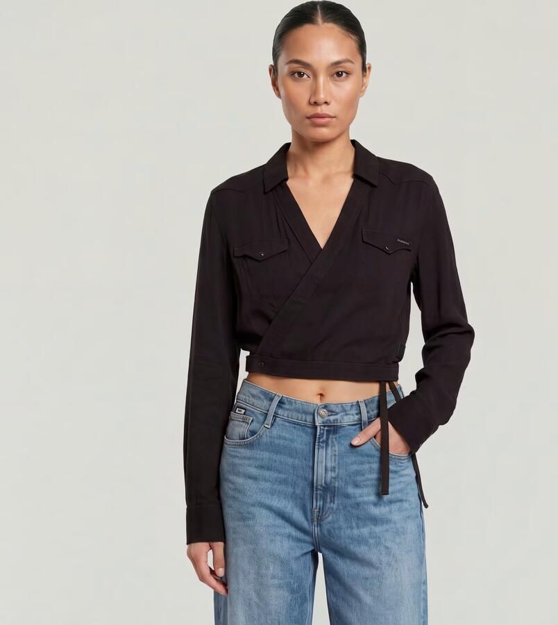 G-Star RAW Tacoma Wikkelblouse Zwart Dames - Foto 3