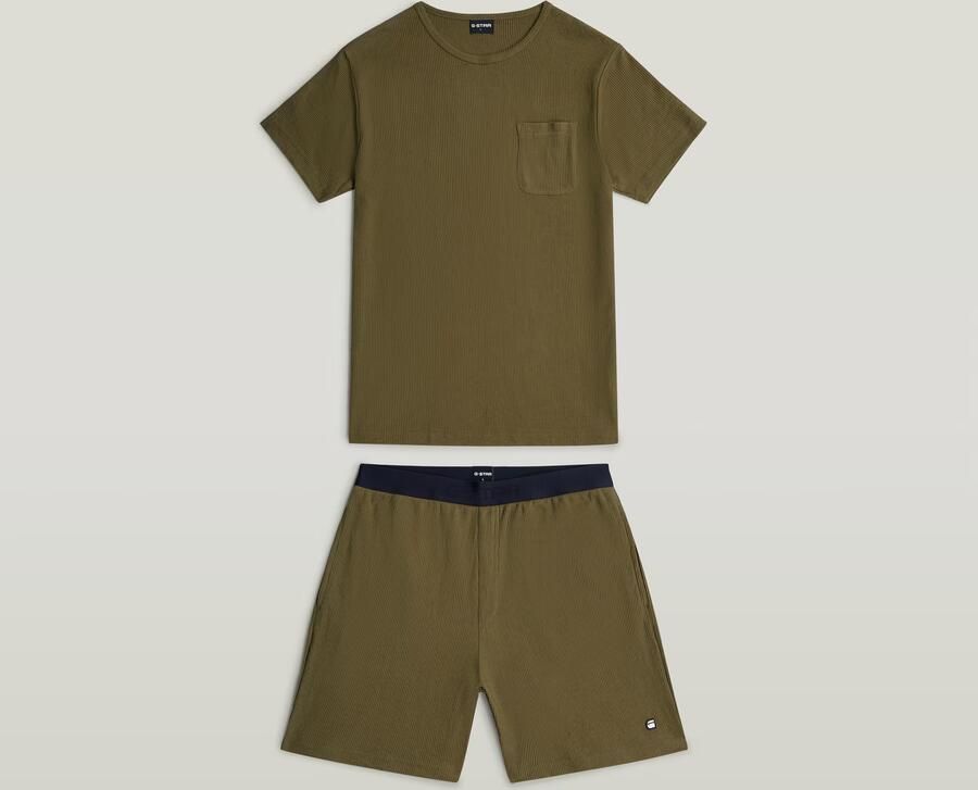 G-Star RAW Tee en Short Pyjama Set Groen Heren