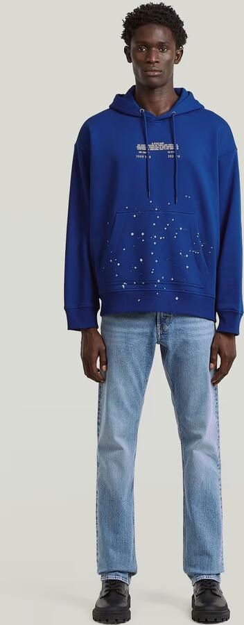 G-Star RAW Text Splatters Relaxed Hoodie Sweater Midden blauw Heren - Foto 7