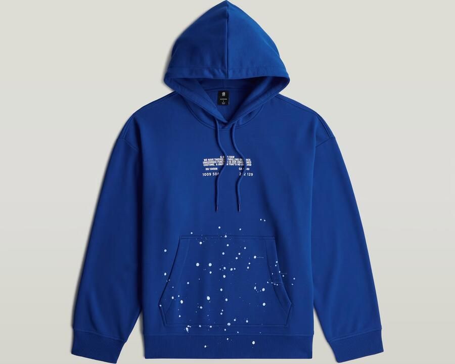 G-Star RAW Text Splatters Relaxed Hoodie Sweater Midden blauw Heren - Foto 3