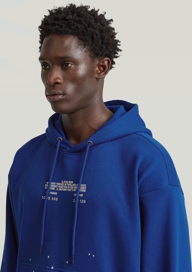 G-Star RAW Text Splatters Relaxed Hoodie Sweater Midden blauw Heren - Foto 4