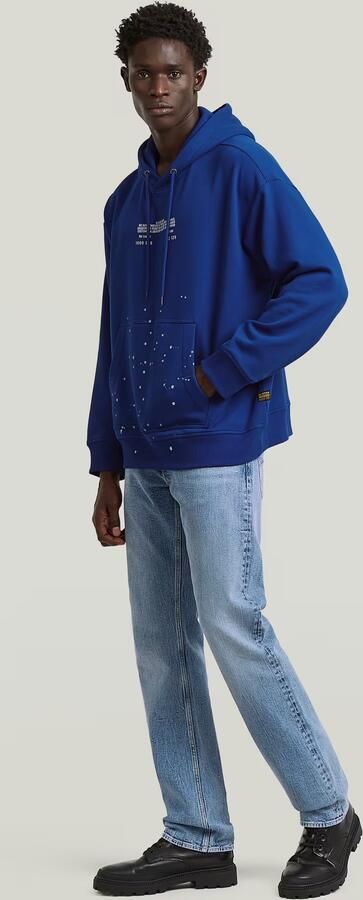 G-Star RAW Text Splatters Relaxed Hoodie Sweater Midden blauw Heren - Foto 6