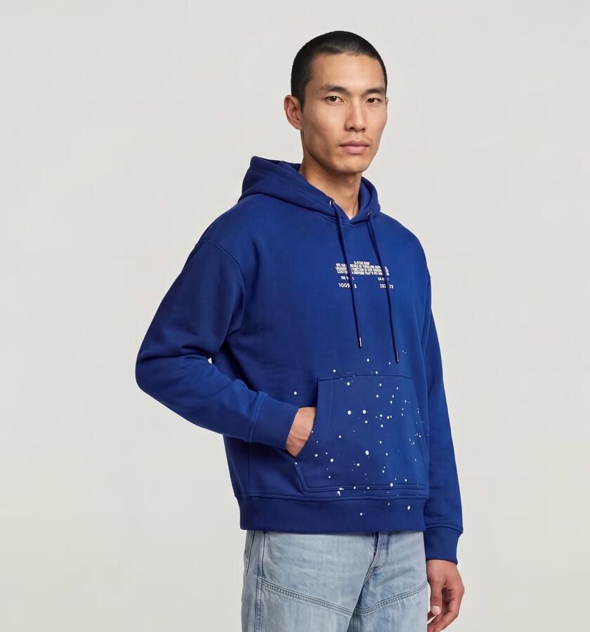 G-Star RAW Text Splatters Relaxed Hoodie Sweater Midden blauw Heren - Foto 5