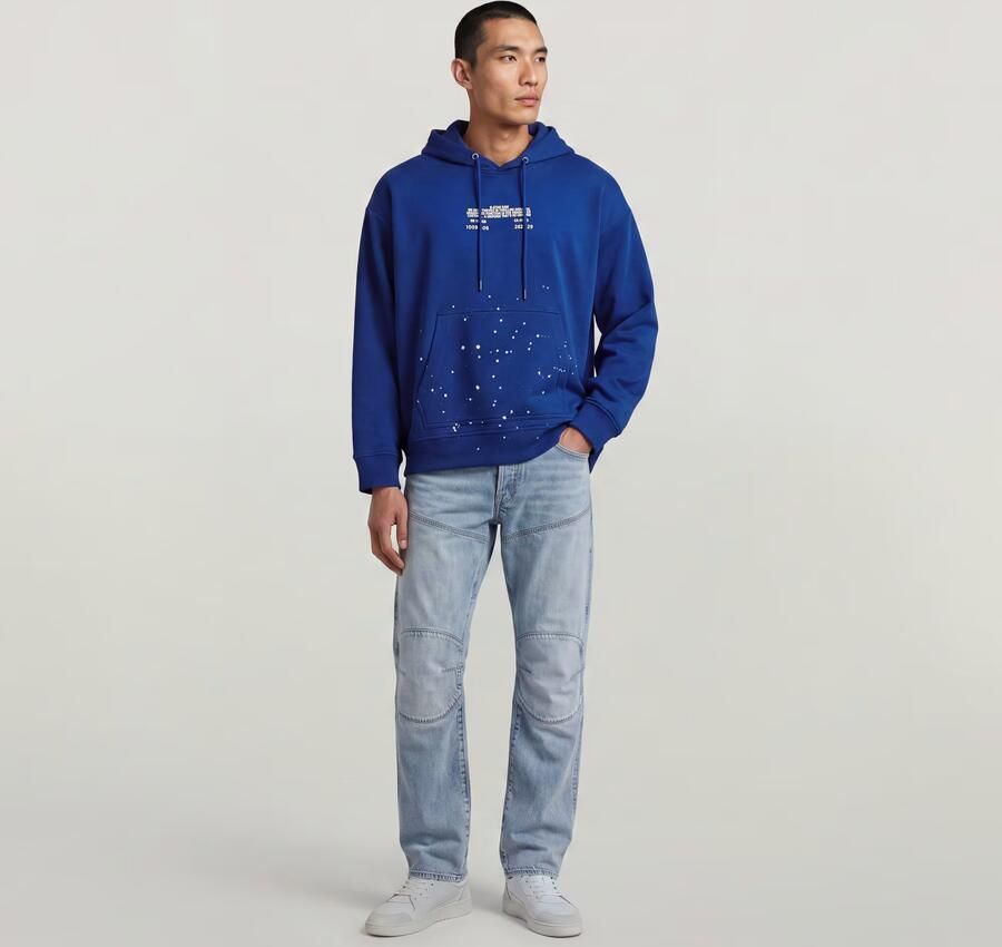G-Star RAW Text Splatters Relaxed Hoodie Sweater Midden blauw Heren - Foto 4