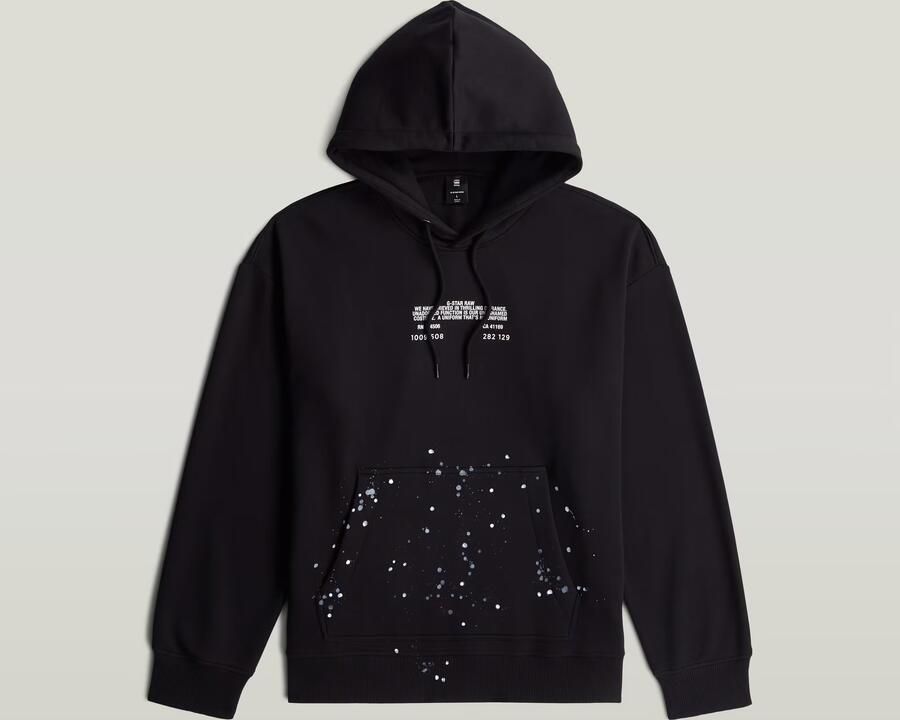 G-Star RAW Text Splatters Relaxed Hoodie Sweater Zwart Heren - Foto 4