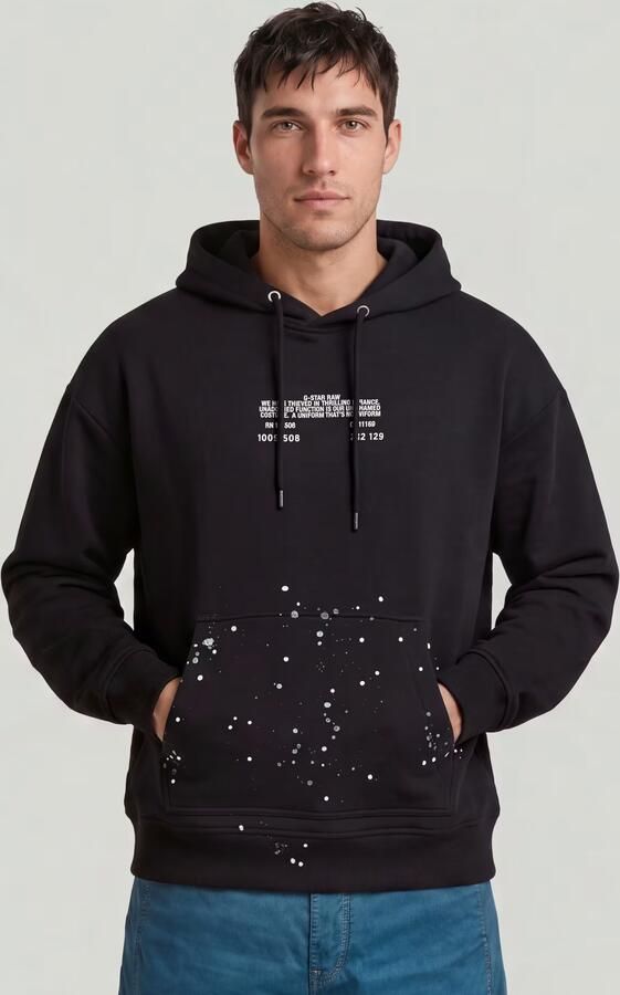 G-Star RAW Text Splatters Relaxed Hoodie Sweater Zwart Heren - Foto 5