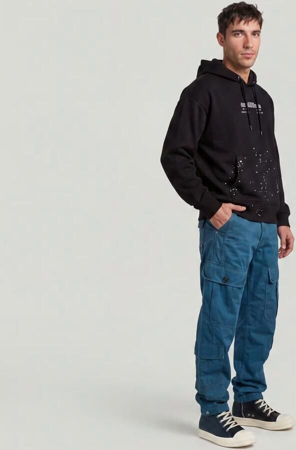 G-Star RAW Text Splatters Relaxed Hoodie Sweater Zwart Heren - Foto 4