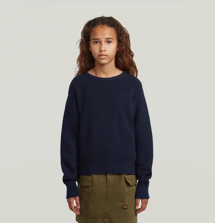 G-Star RAW Trui Cropped Crew voor meisjes Donkerblauw meisjes