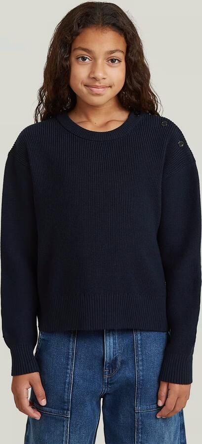 G-Star RAW Trui Fisherman Crop voor meisjes Donkerblauw meisjes