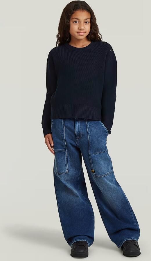 G-Star RAW Trui Fisherman Crop voor meisjes Donkerblauw meisjes - Foto 5