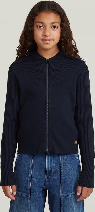 G-Star RAW Trui Hybrid Baseball Full Zip voor meisjes Donkerblauw meisjes
