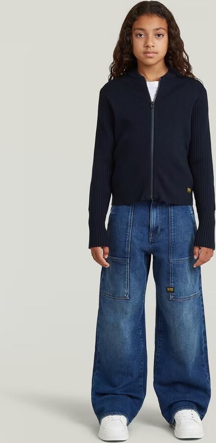 G-Star RAW Trui Hybrid Baseball Full Zip voor meisjes Donkerblauw meisjes - Foto 5