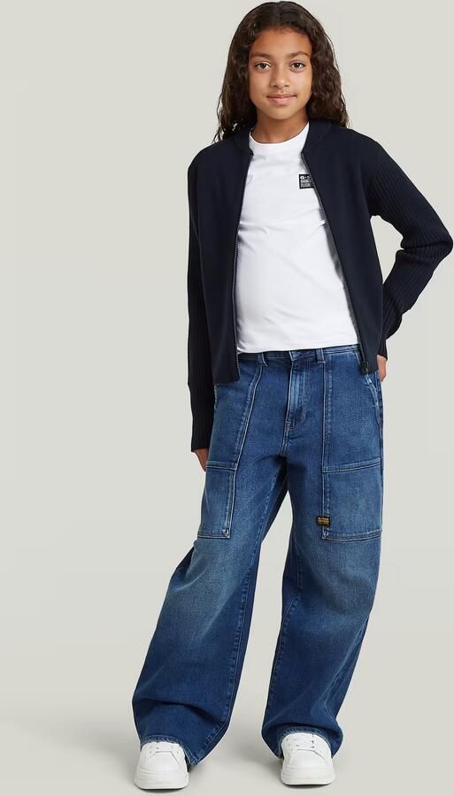 G-Star RAW Trui Hybrid Baseball Full Zip voor meisjes Donkerblauw meisjes - Foto 4