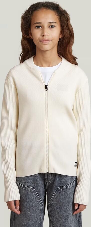 G-Star RAW Trui Hybrid Baseball Full Zip voor meisjes Wit meisjes - Foto 6