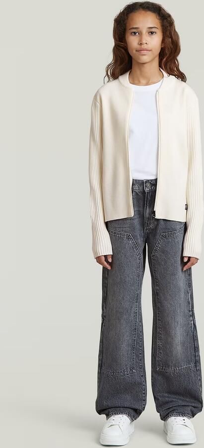 G-Star RAW Trui Hybrid Baseball Full Zip voor meisjes Wit meisjes - Foto 4