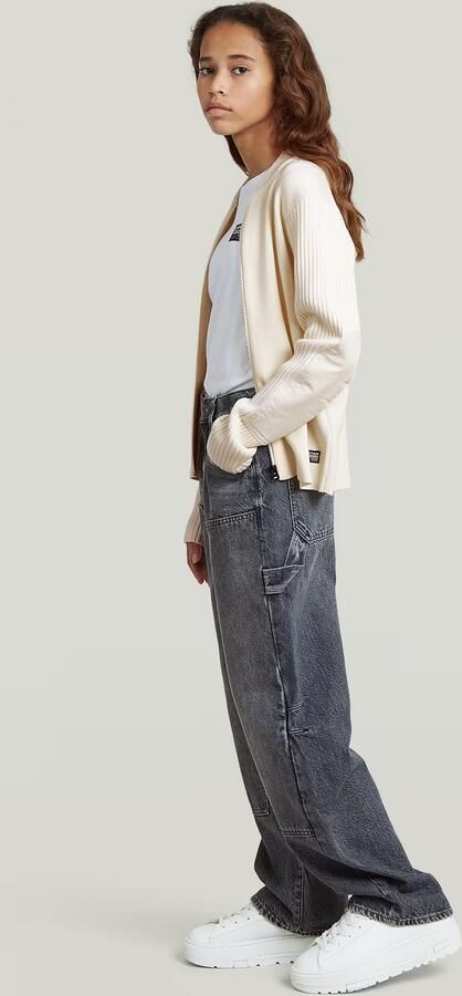 G-Star RAW Trui Hybrid Baseball Full Zip voor meisjes Wit meisjes - Foto 3