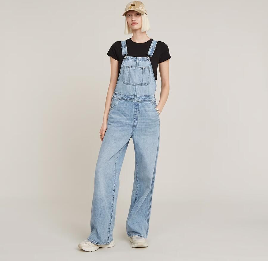 G-Star RAW Tuinbroek Straight Leg Dungaree met knopen aan de zijkanten - Foto 7