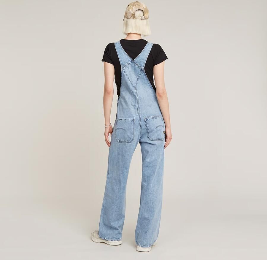 G-Star RAW Tuinbroek Straight Leg Dungaree met knopen aan de zijkanten - Foto 3