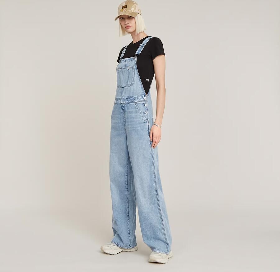 G-Star RAW Tuinbroek Straight Leg Dungaree met knopen aan de zijkanten - Foto 4