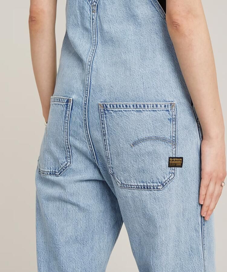G-Star RAW Tuinbroek Straight Leg Dungaree met knopen aan de zijkanten - Foto 5