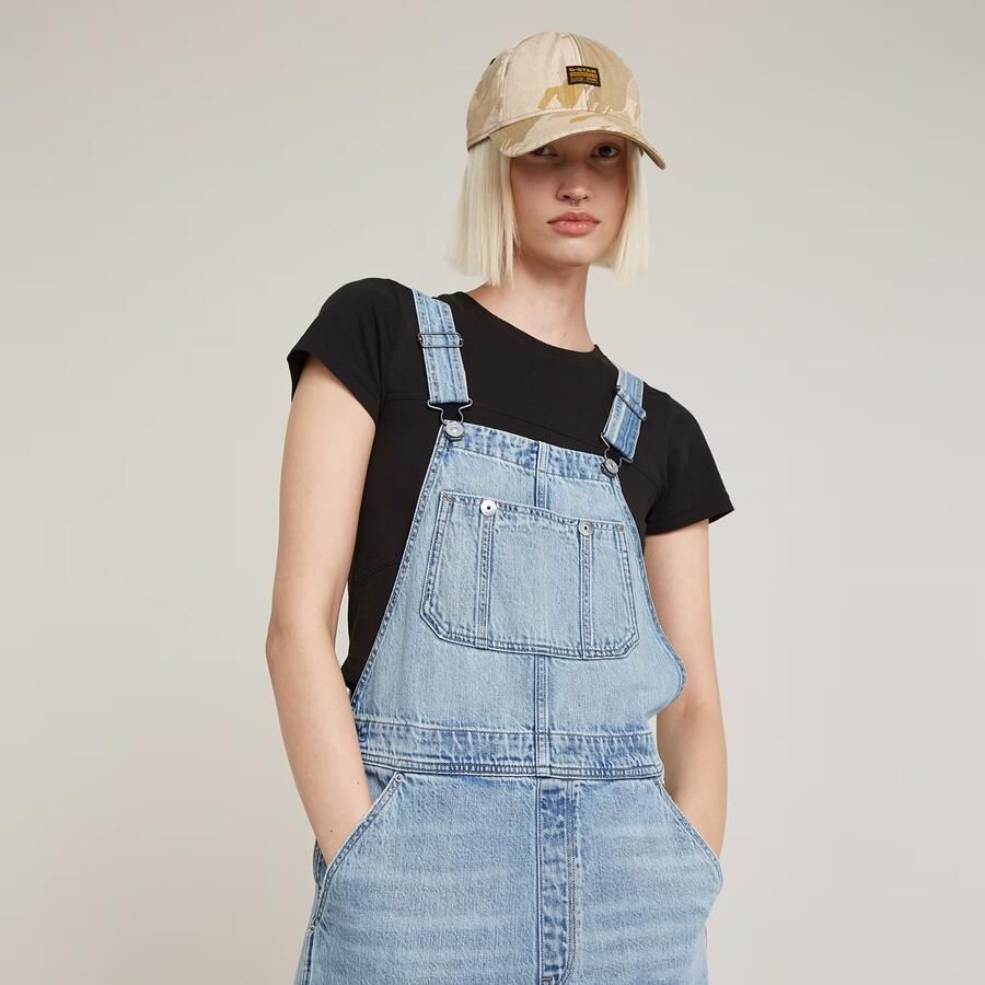 G-Star RAW Tuinbroek Straight Leg Dungaree met knopen aan de zijkanten