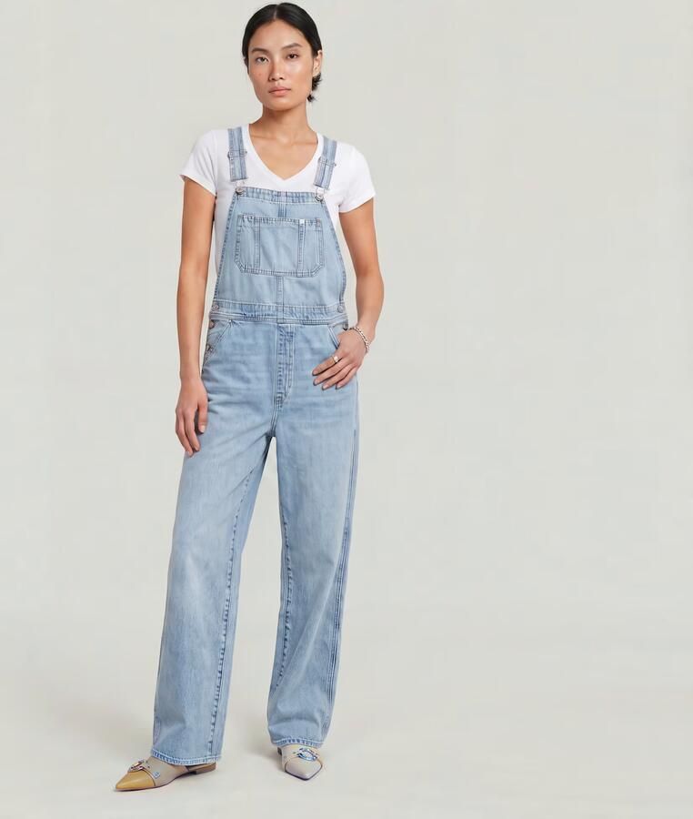 G-Star RAW Tuinbroek Straight Leg Dungaree met knopen aan de zijkanten - Foto 8