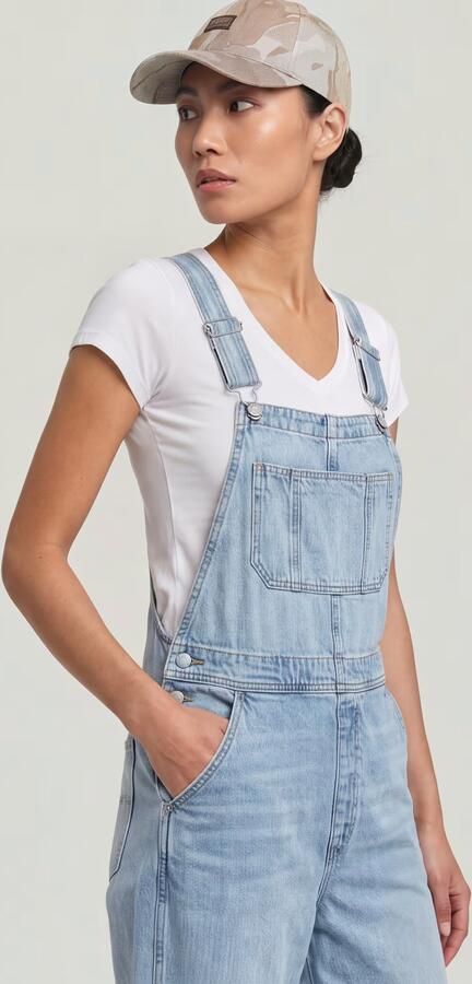 G-Star RAW Tuinbroek Straight Leg Dungaree met knopen aan de zijkanten - Foto 11