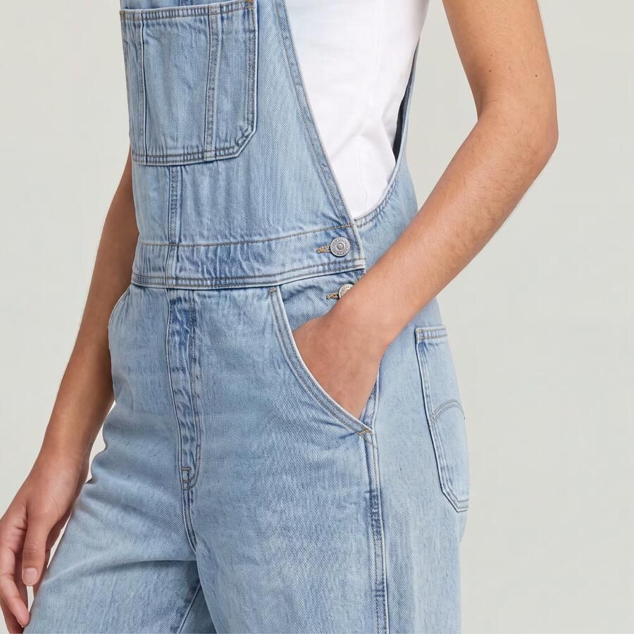 G-Star RAW Tuinbroek Straight Leg Dungaree met knopen aan de zijkanten - Foto 4