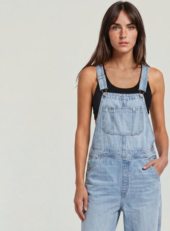 G-Star RAW Tuinbroek Straight Leg Dungaree met knopen aan de zijkanten - Foto 10