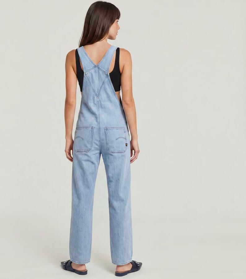 G-Star RAW Tuinbroek Straight Leg Dungaree met knopen aan de zijkanten - Foto 6
