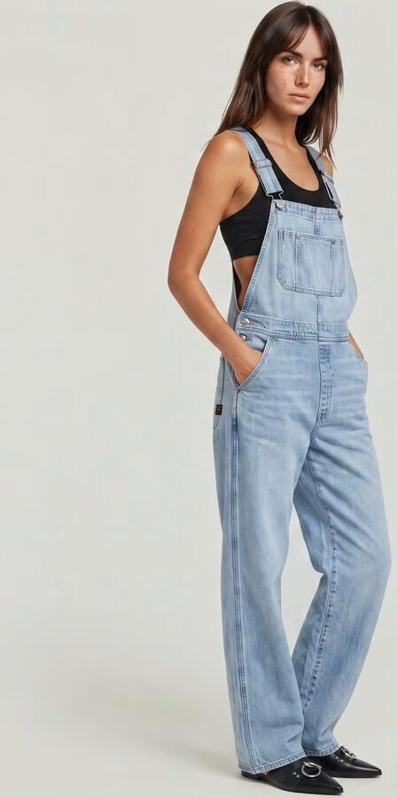 G-Star RAW Tuinbroek Straight Leg Dungaree met knopen aan de zijkanten - Foto 11