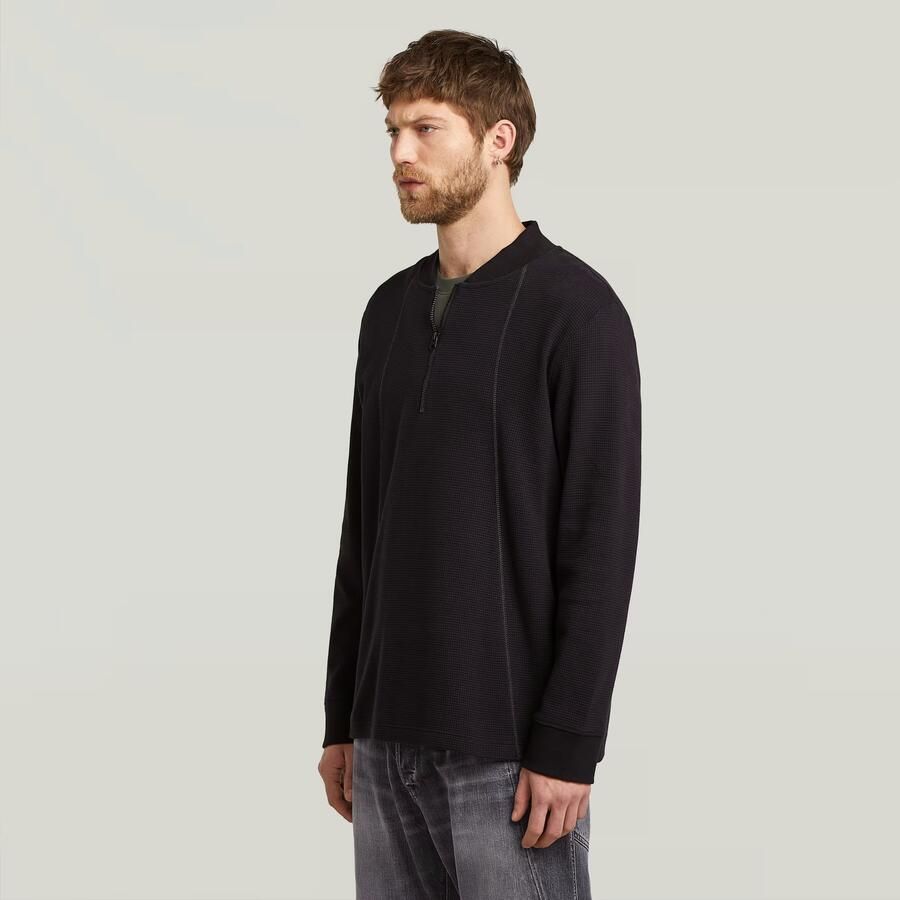 G-Star RAW Tweeter A-Line Half Zip T-shirt Zwart Heren