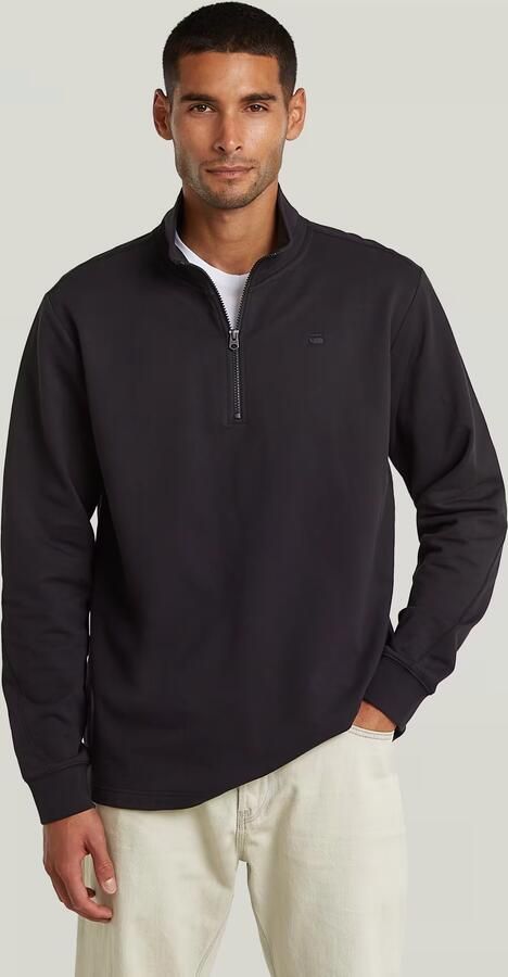 G-Star RAW Tweeter Half Zip Longsleeve Zwart Heren