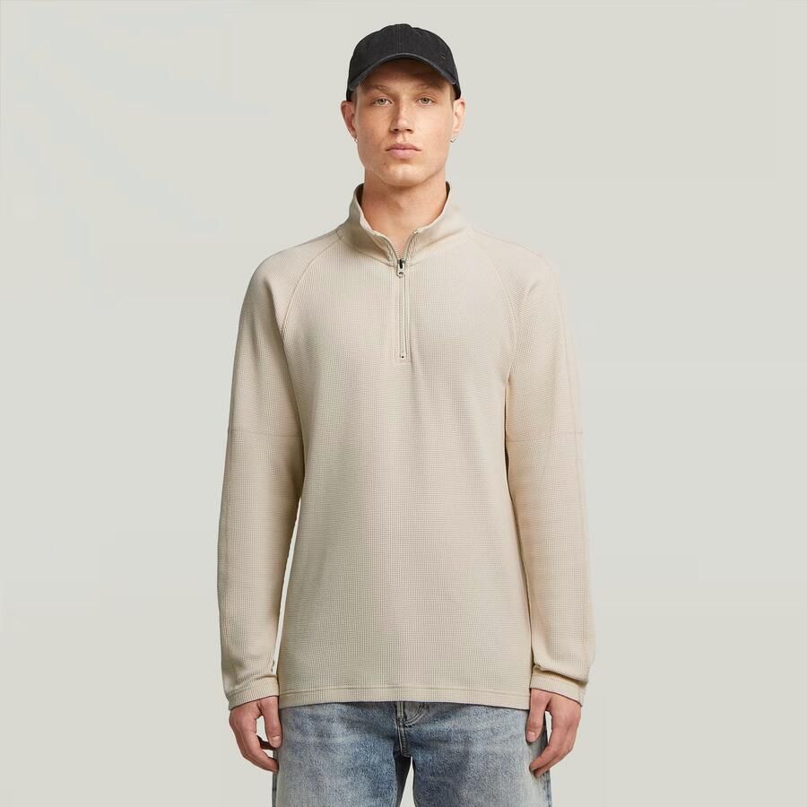 G-Star RAW Tweeter Half Zip T-Shirt Wit Heren