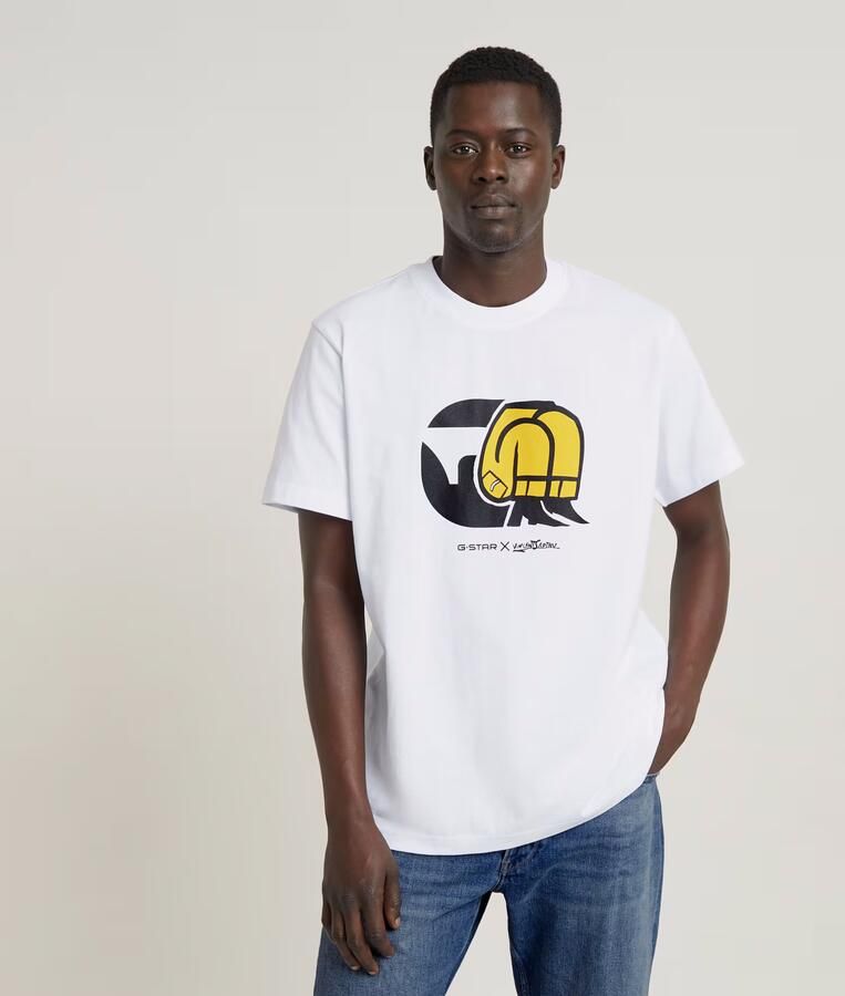 G-Star RAW Unisex Jeans Cartoon Loose T-Shirt Wit Heren