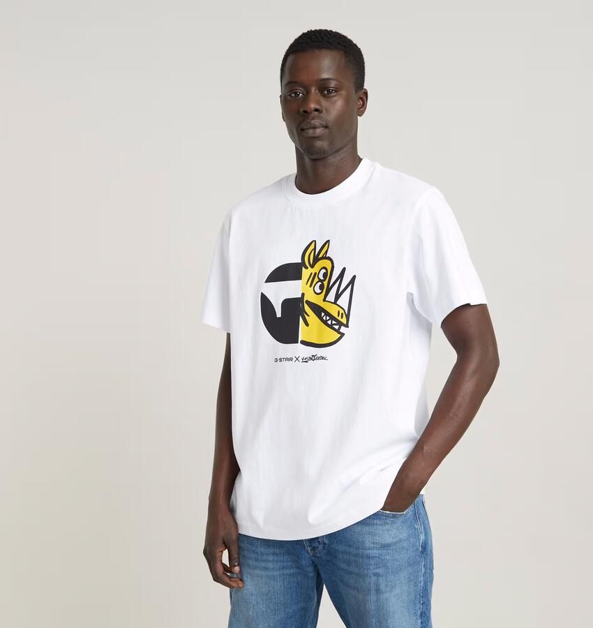 G-Star RAW Unisex Rhino Cartoon Loose T-Shirt Wit Heren