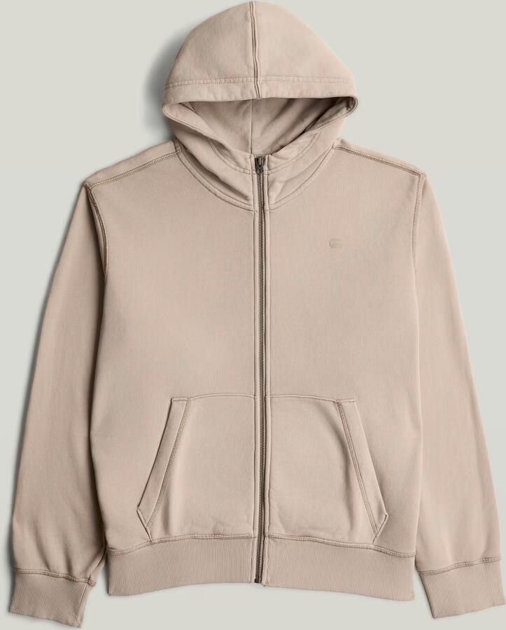 G-Star RAW Unit Washed Full Zip Hoodie Beige Heren