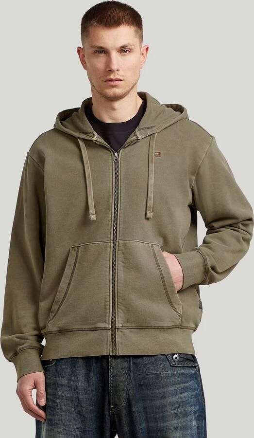 G-Star RAW Unit Washed Full Zip Hoodie Bruin Heren