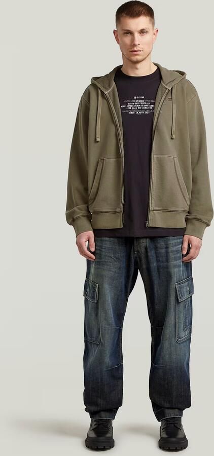 G-Star RAW Unit Washed Full Zip Hoodie Bruin Heren - Foto 7