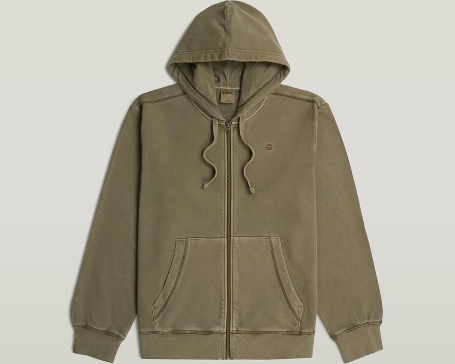 G-Star RAW Unit Washed Full Zip Hoodie Bruin Heren - Foto 3