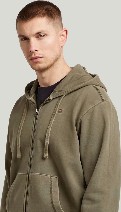 G-Star RAW Unit Washed Full Zip Hoodie Bruin Heren - Foto 4