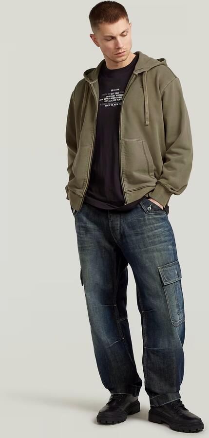 G-Star RAW Unit Washed Full Zip Hoodie Bruin Heren - Foto 6