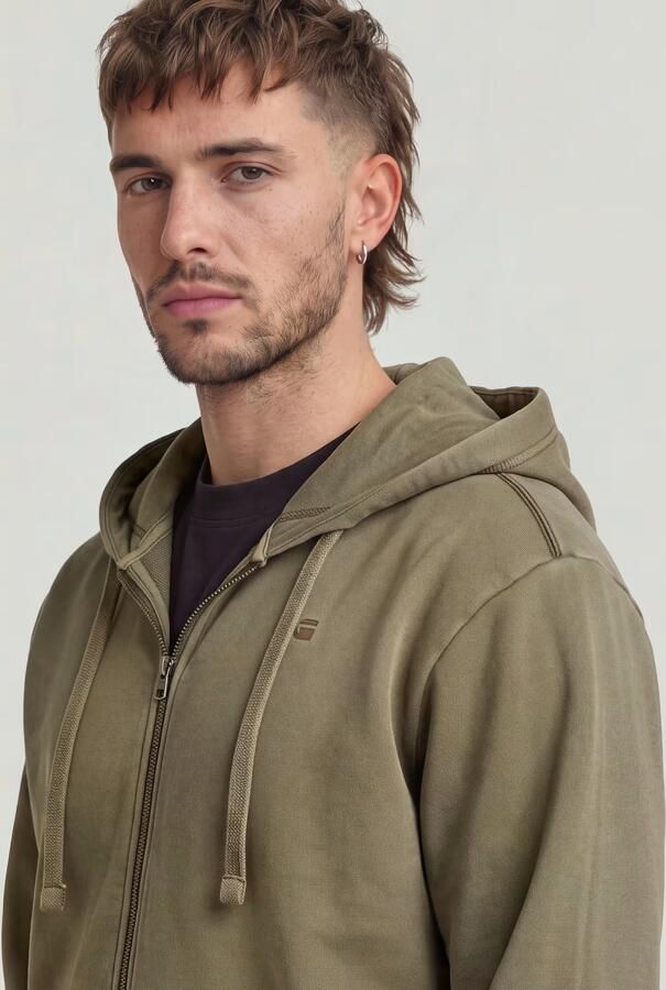 G-STAR RAW Heren Truien & Vesten Unit Washed Full Zip Hdd Sw L\s Taupe - Foto 8