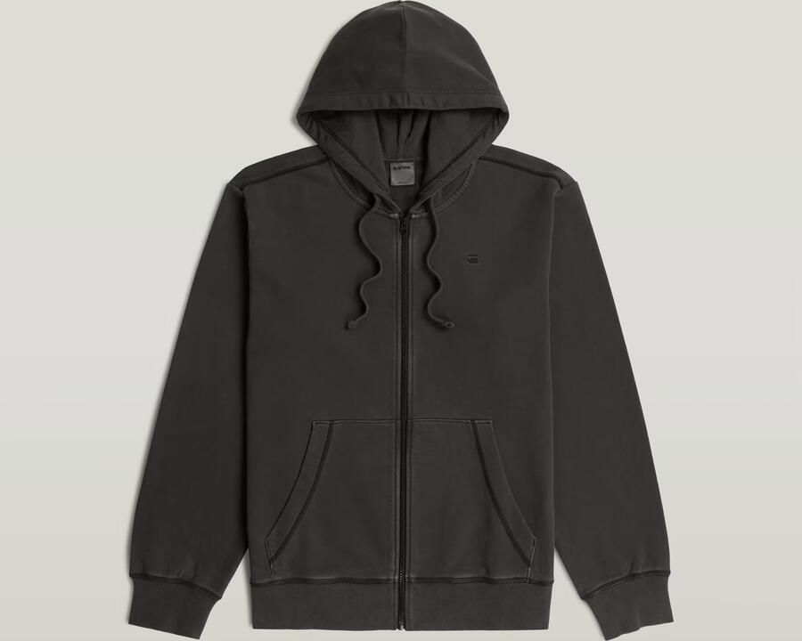 G-Star RAW Unit Washed Full Zip Hoodie Zwart Heren
